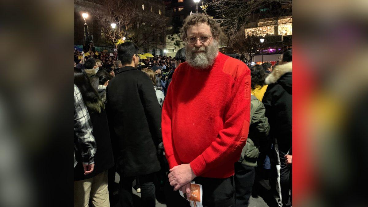 Richard Bradford, a retired IT professional, attended the Hong Kong rally in Melbourne, Australia on 16 August 2019. (The Epoch Times)
