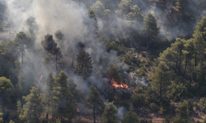 Fire Rages out of Control in Greek Island Nature Reserve