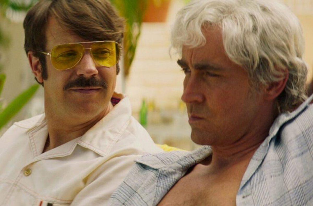 Jim Hoffman (Jason Sudeikis, L) befriends John DeLorean (Lee Pace), in “Driven.” (Universal Pictures)