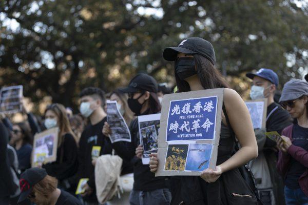Pro-Hong Kong demonstrators gather in Sydney’s Belmore Park in Sydney, Australia, on Aug. 18, 2019. (Brook Mitchell/Getty Images)