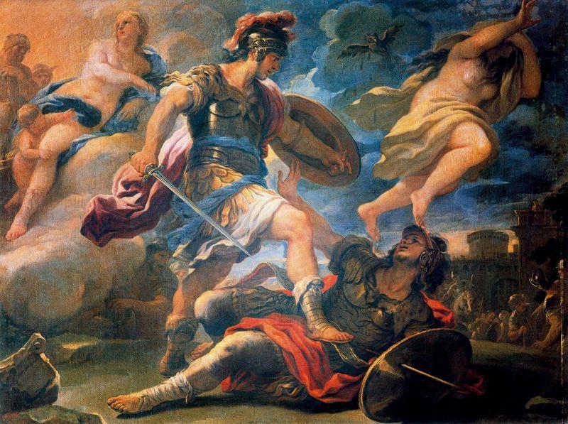 “Aeneas's Defeat of Turnus,” 17th century, by Luca Giordano. Palazzo Corsini. (Public Domain)