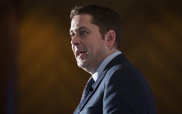Conservative Leader Andrew Scheer speaks at the Vancouver Board of Trade in Vancouver on Apr. 12, 2019. (The Canadian Press/Jonathan Hayward)