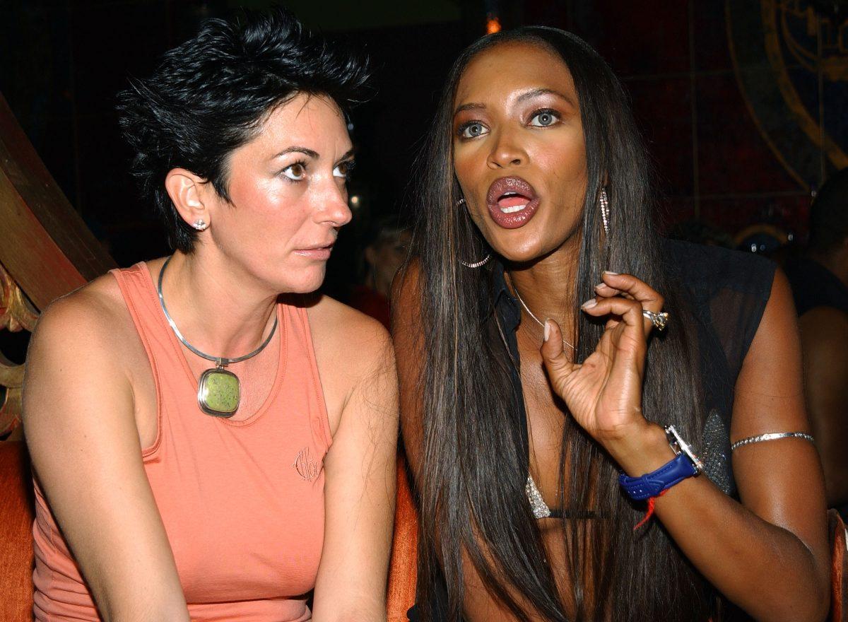 Ghislaine Maxwell (L) and Naomi Campbell speak at a party in New York City in 2002. (Mark Mainz/Getty Images)