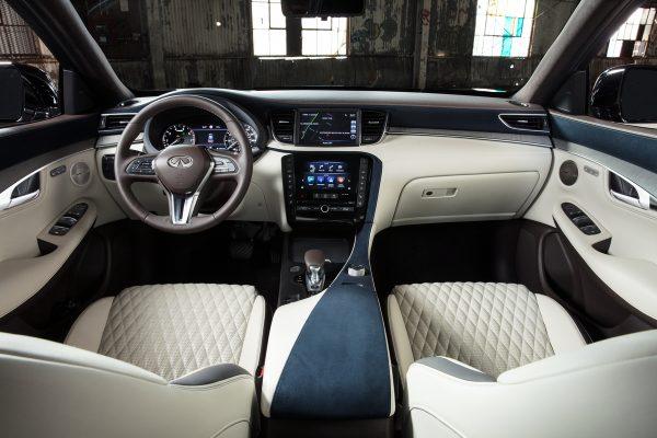 The front dash of the QX50 with two displays dominating the middle. (Courtesy of Infiniti)
