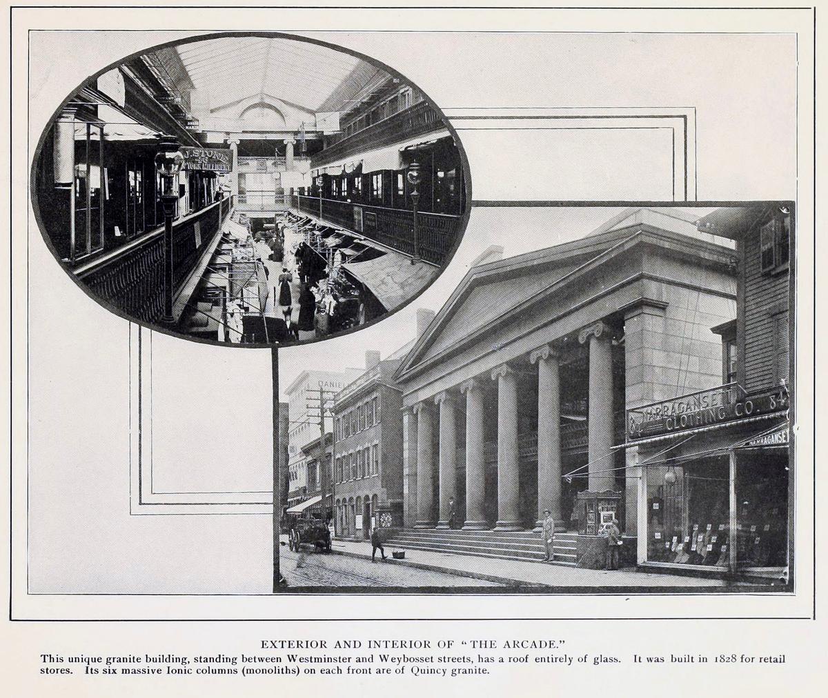 (<a href="https://en.wikipedia.org/wiki/File:Westminster_arcade_from_Views_of_Providence_(1900).jpg#/media/File:Westminster_arcade_from_Views_of_Providence_(1900).jpg">L.H. Nelson Company</a>)