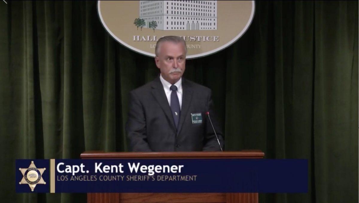 Capt. Kent Wegener speaks to reporters at a press conference in Los Angeles, on Aug. 24, 2019. (Los Angeles County Sheriff's Department)