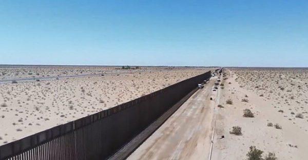 The Border Patrol, in a video, showed a new section of steel bollard wall near San Luis, Arizona, in August 2019. (Border Patrol)