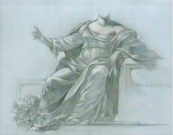 "Muse of Eloquence," by Niko Chocheli. Graphite on colored paper. (Kristen Chocheli)