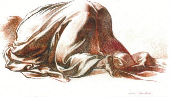"Kneeling Figure," by Niko Chocheli. Graphite, red and brown pencil on paper. (Kristen Chocheli)