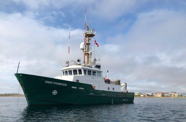 The RV <em>David Thompson </em>research vessel is shown leaving for Nunavut's Terror Bay to begin Parks Canada's lengthy exploration of HMS Terror shipwreck on Aug. 7, 2019. (Parks Canada)