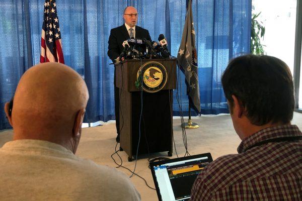 FBI Special Agent in Charge John Bennett speaks to the news media about the federal case against former Uber engineer Anthony Levandowski in San Jose, Calif., on Aug. 27, 2019. (Alexandria Sage/Reuters)