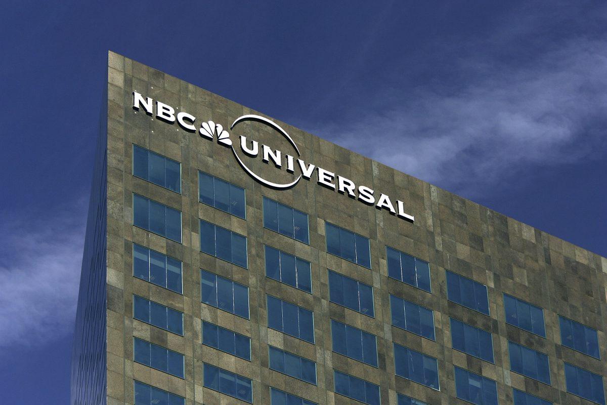 The NBC Universal logo is seen on its headquarters building in Los Angeles, Calif., in a file photograph. (David McNew/Getty Images)