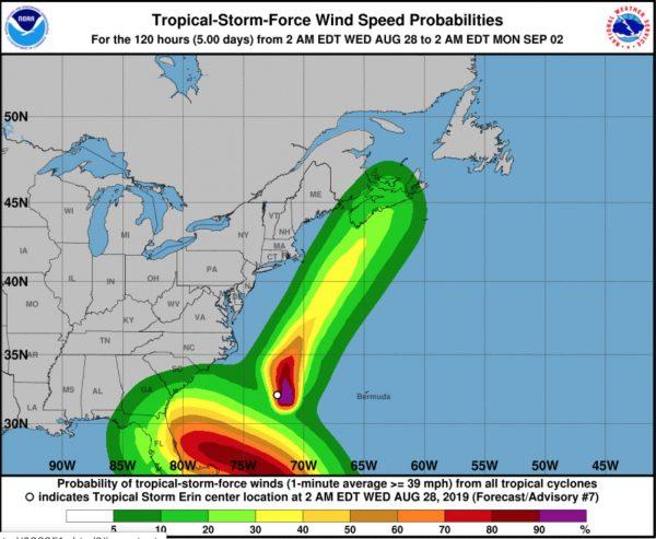 Tropical Storm-Force Wind Speed Probabilities graphic. (National Hurricane Center)