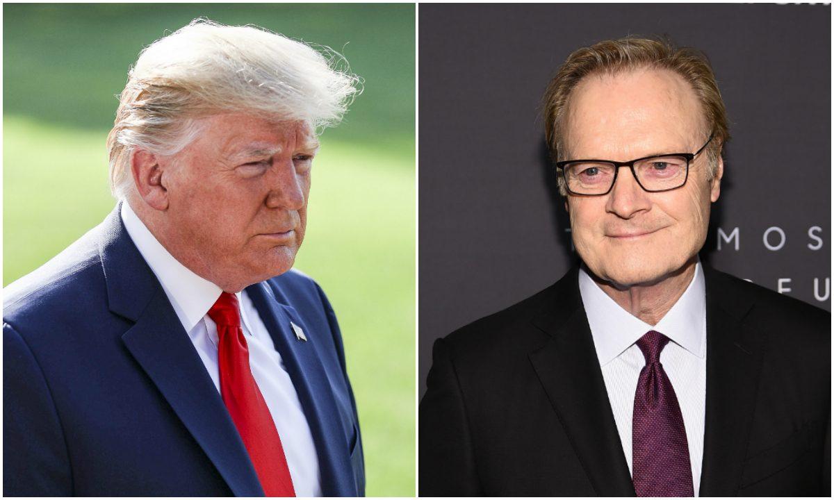 (L) President Donald Trump in a file photograph. (Charlotte Cuthbertson/The Epoch Times) (R) Lawrence O'Donnell, an MSNBC host, in a file photograph. (Theo Wargo/Getty Images for THR)