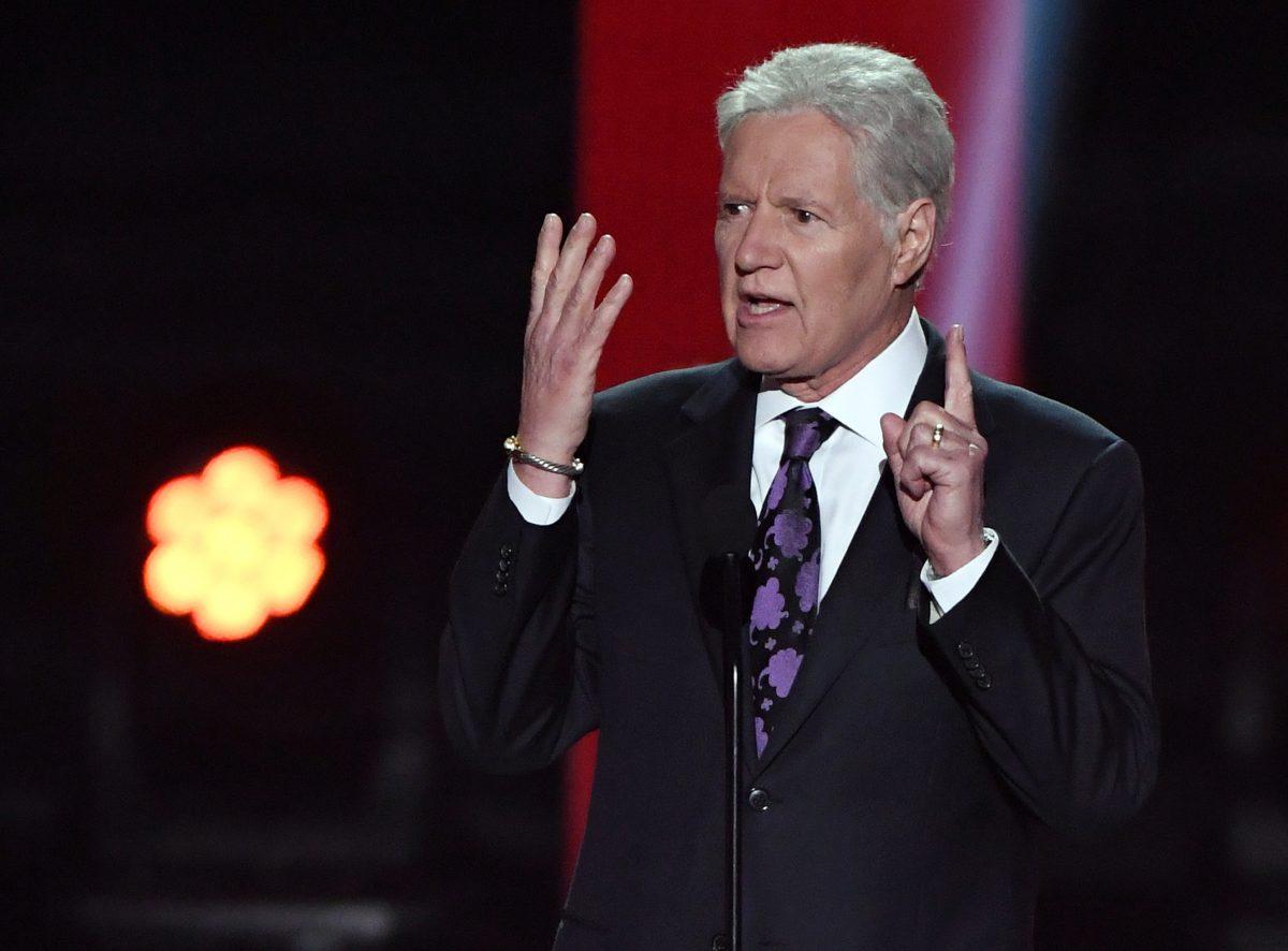 "Jeopardy!" host Alex Trebek presents the Hart Memorial Trophy during the 2019 NHL Awards at the Mandalay Bay Events Center in Las Vegas, Nevada on June 19, 2019. (Photo by Ethan Miller/Getty Images)