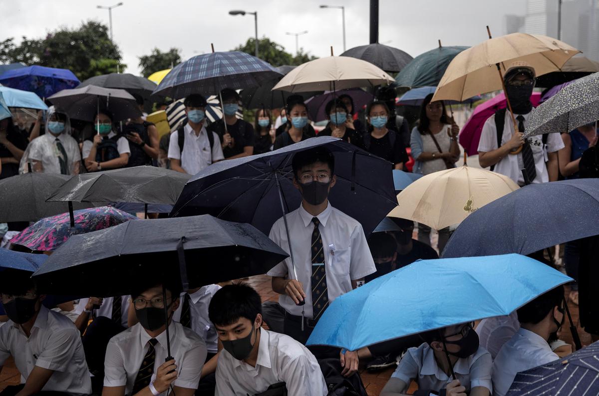 School students boycott their classes as they take part in a protest in Hong Kong, China on Sept. 2, 2019. (Danish Siddiqui/Reuters)