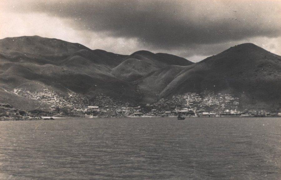 Tiu Keng Leng refugee camp as seen by Tseung Kwan O, from Sai Kung District, New Territories, Hong Kong. Taken in 1951. (public domain)