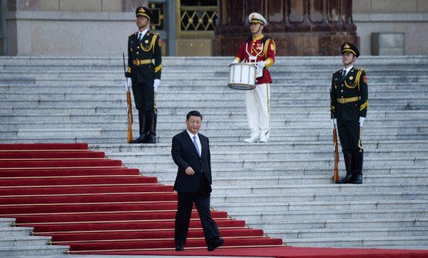 Chinese leader Xi Jinping is outside the Great Hall of the People in Beijing on July 31, 2019. (Wang Zhao/AFP/Getty Images)