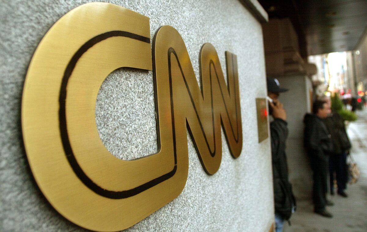 The CNN sign is seen outside the news network’s headquarters in New York City in a file photograph. (Mario Tama/Getty Images)