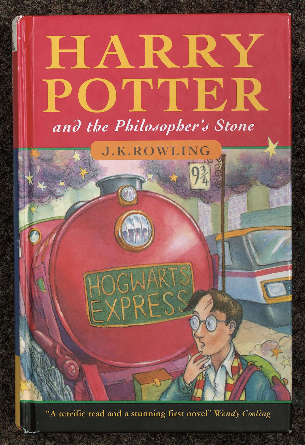 The cover of J.K. Rowling's first novel "Harry Potter and the Philosopher's Stone." (Christie's/Getty Images)