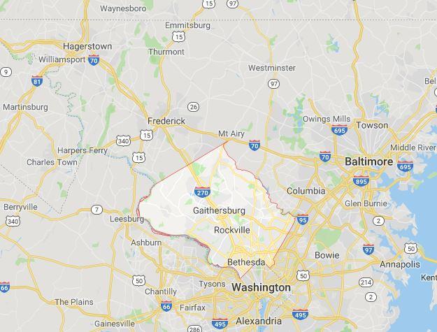 Montgomery County, Maryland sits outside Washington, the nation's capital, and is also located near Baltimore, Maryland. (Google Maps)