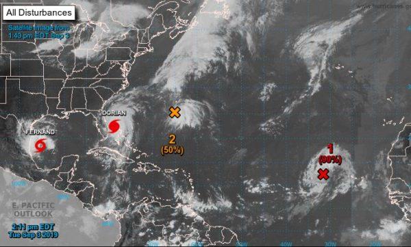 The NHC is monitoring several tropical disturbances in the Atlantic basin (NHC)
