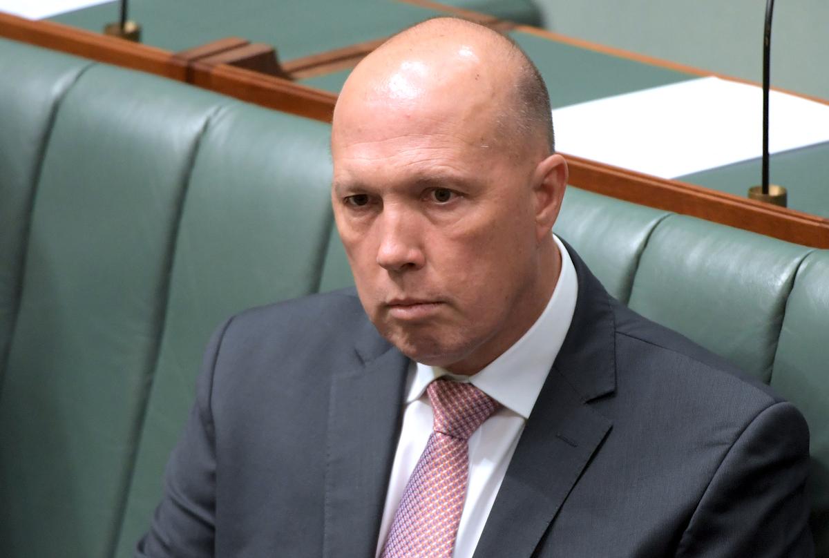 Peter Dutton at Parliament House in Canberra, Australia, on Feb. 18, 2019. (Tracey Nearmy/Getty Images)