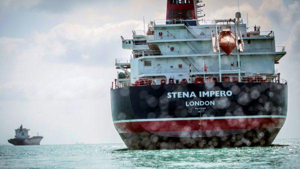 Stena Impero, a British-flagged vessel owned by Stena Bulk, is seen at undisclosed place off the coast of Bandar Abbas, Iran on Aug. 22, 2019. (Nazanin Tabatabaee/WANA (West Asia News Agency) via Reuters)