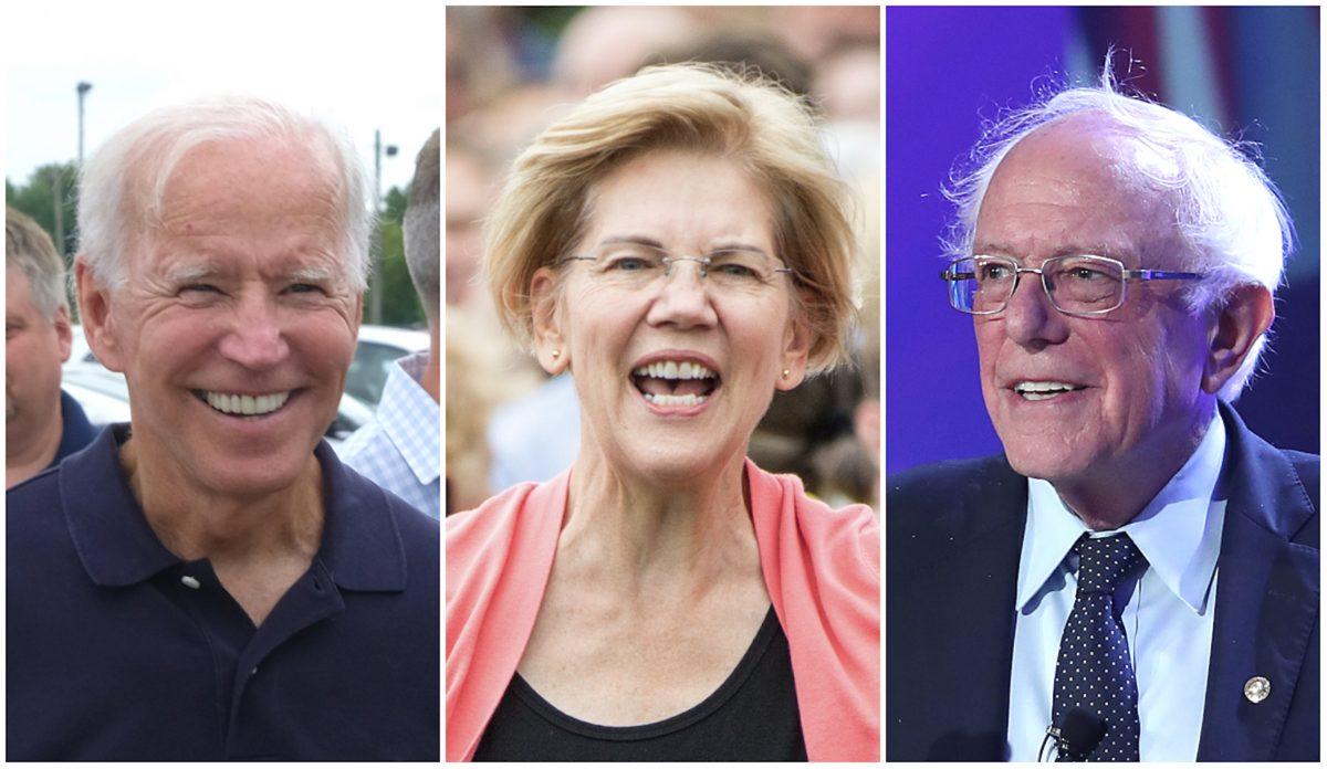 (L) Joe Biden, (C) Elizabeth Warren, (R) Bernie Sanders in file photos. (Alex Wroblewski/Scott Eisen/Joe Raedle/Getty Images)