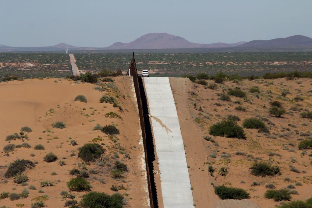 This picture taken on Aug. 28, 2019 shows a portion of the wall on the US-Mexico border seen from Chihuahua State in Mexico (L), some 60 miles from the city of Ciudad Juarez. (HERIKA MARTINEZ/AFP/Getty Images)