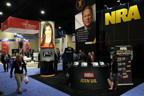 The booth of National Rifle Association (NRA) is seen during CPAC 2018 in National Harbor, Md. on Feb. 22, 2018. (Alex Wong/Getty Images)