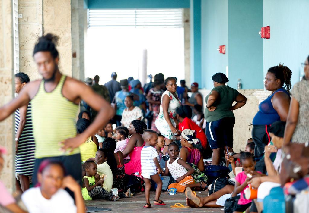 Marsh Harbor residents wait at Leonard M. Thompson International Airport while trying to evacuate Great Abaco Island, the Bahamas, on Sept. 5, 2019. (Jose Jimenez/Getty Images)