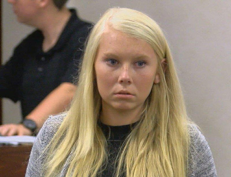 Brooke Skylar Richardson makes her first court appearance in Franklin Municipal Court in Franklin, Ohio, on July 21, 2017. (FOX19 NOW/Michael Buckingham via AP)