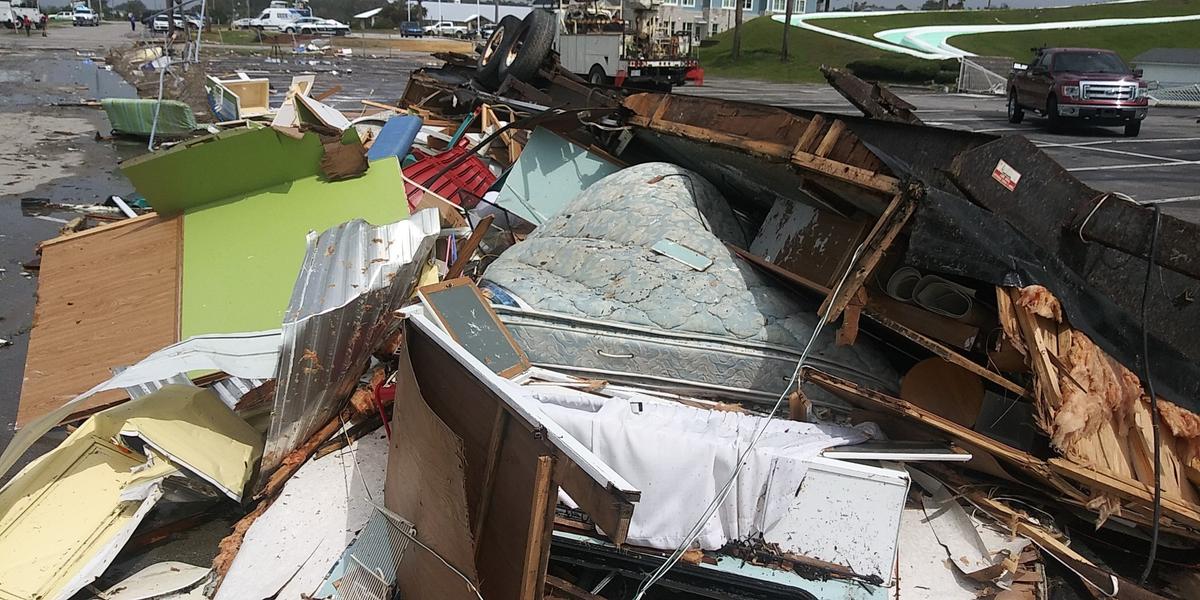 Extensive storm damage after a Hurricane Dorian touched down, Emerald Isle, N.C., on Sept. 5, 2019. (Daniel Shepherd/CNN)