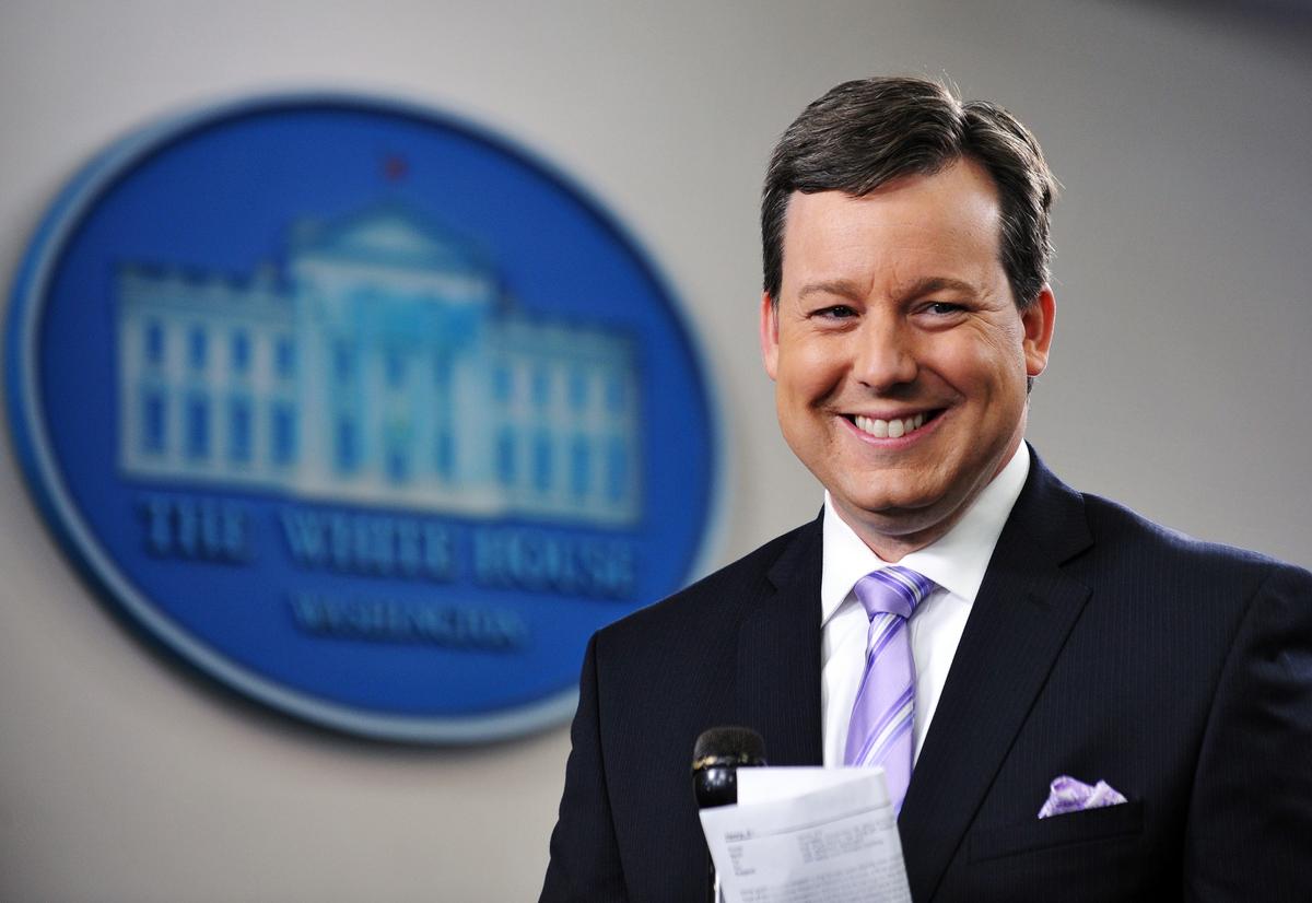 Ed Henry prepares to do a stand-up on Dec. 8, 2011 in the Brady Briefing Room of the White House in Washington, DC. (MANDEL NGAN/AFP/Getty Images)