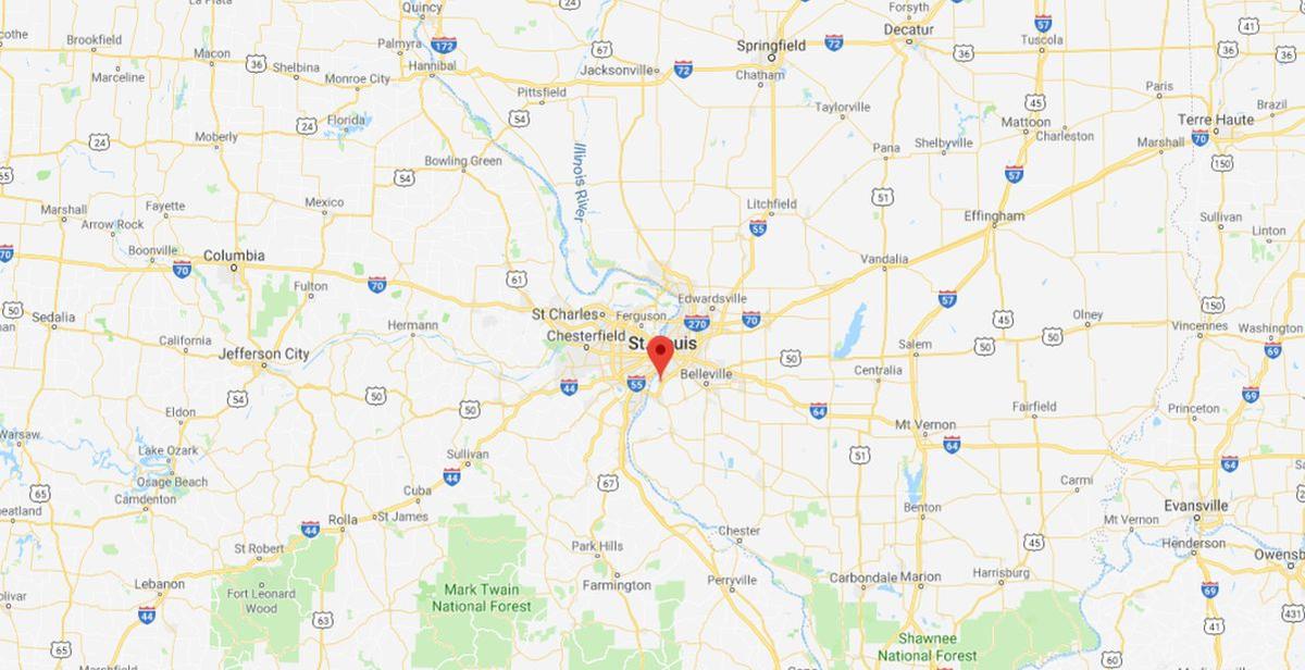 A train derailed in Dupo, Illinois, triggering a large fire and response effort. (Google Maps)