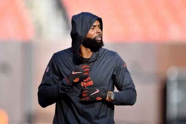Wide receiver Odell Beckham, of the Cleveland Browns, warms up prior to a preseason game against the Detroit Lions at FirstEnergy Stadium in Cleveland, Ohio, on August 29, 2019. (Jason Miller/Getty Images)