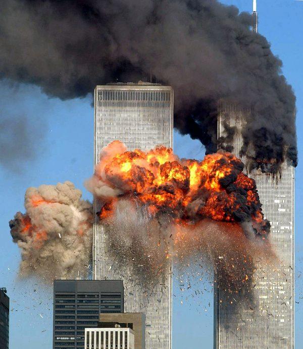 Hijacked United Airlines Flight 175 from Boston crashes into the south tower of the World Trade Center and explodes at 9:03 a.m. in New York City, on Sept. 11, 2001 The crash of two airliners hijacked by terrorists loyal to al-Qaeda leader Osama bin Laden and subsequent collapse of the twin towers killed some 2,800 people. (Spencer Platt/Getty Images)