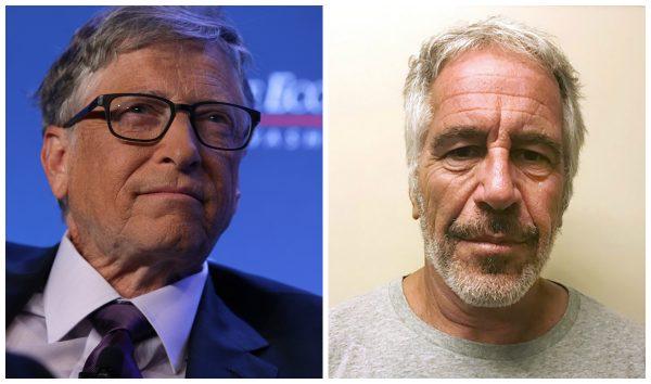 (L) Bill Gates participates in a discussion during a luncheon of the Economic Club of Washington on June 24, 2019. (Alex Wong/Getty Images) (R) Jeffrey Epstein in a photograph taken for the New York State Division of Criminal Justice Services' sex offender registry in a 2017 file photograph. (New York State Division of Criminal Justice Services/Handout via Reuters)