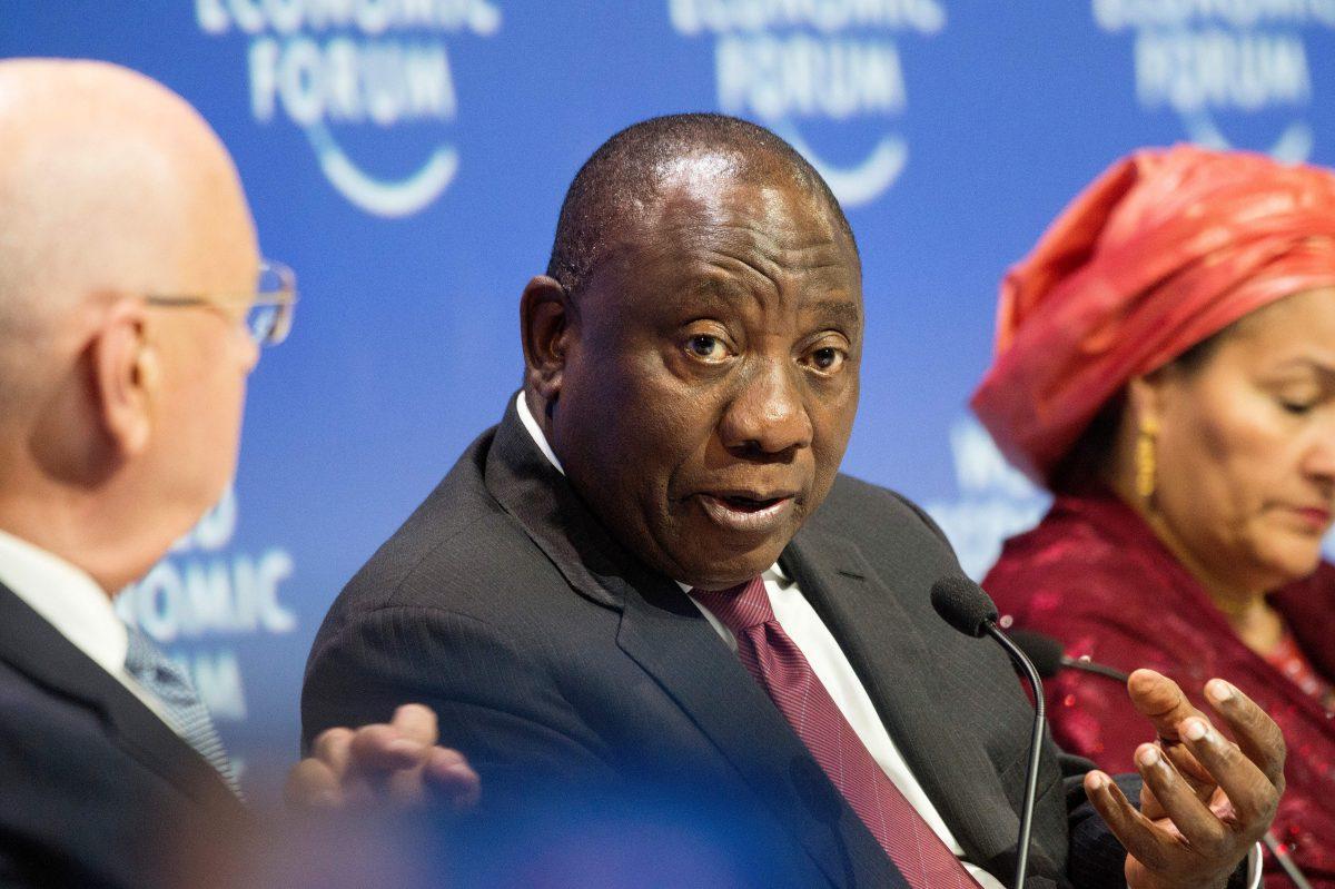 South African President Cyril Ramaphosa at a World Economic Forum meeting in Cape Town, on Sept. 5, 2019. (Rodger BoschAFP/Getty Images)