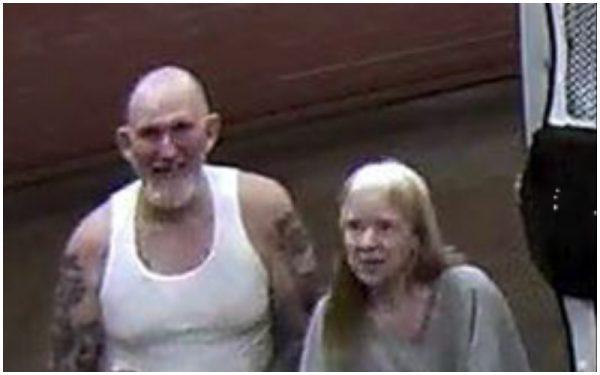 Surveillance photo of Blane Barksdale (L), 56, and Susan Barksdale (R), 59, from San Juan County Jail, Utah. (U.S. Marshal)