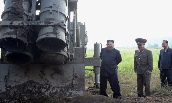North Korean leader Kim Jong Un visits a multiple rocket launcher site on Sept. 10, 2019. (Korean Central News Agency/Korea News Service via AP)
