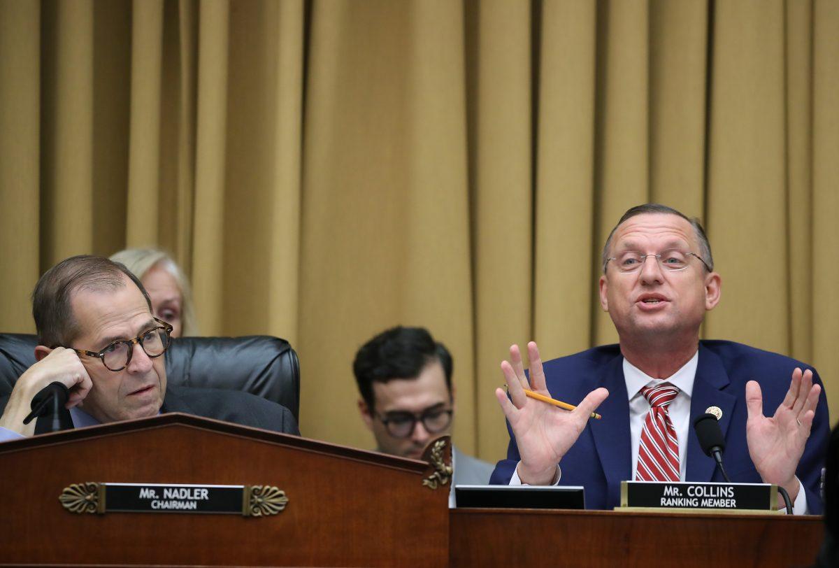 Chairman Jerrold Nadler (D-N.Y.) (L) and ranking member Rep. Doug Collins (R-Ga.) participate in a House Judiciary Committee markup in Washington on Sept. 12, 2019. (Mark Wilson/Getty Images)