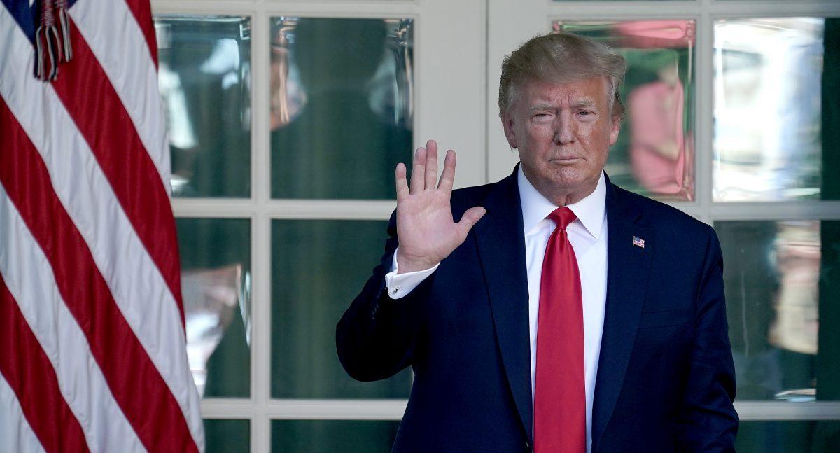 U.S. President Donald Trump heads back to the Oval Office after attending an event establishing the U.S. Space Command, the sixth national armed service at the White House in Washington, on Aug. 29, 2019. (Chip Somodevilla/Getty Images)