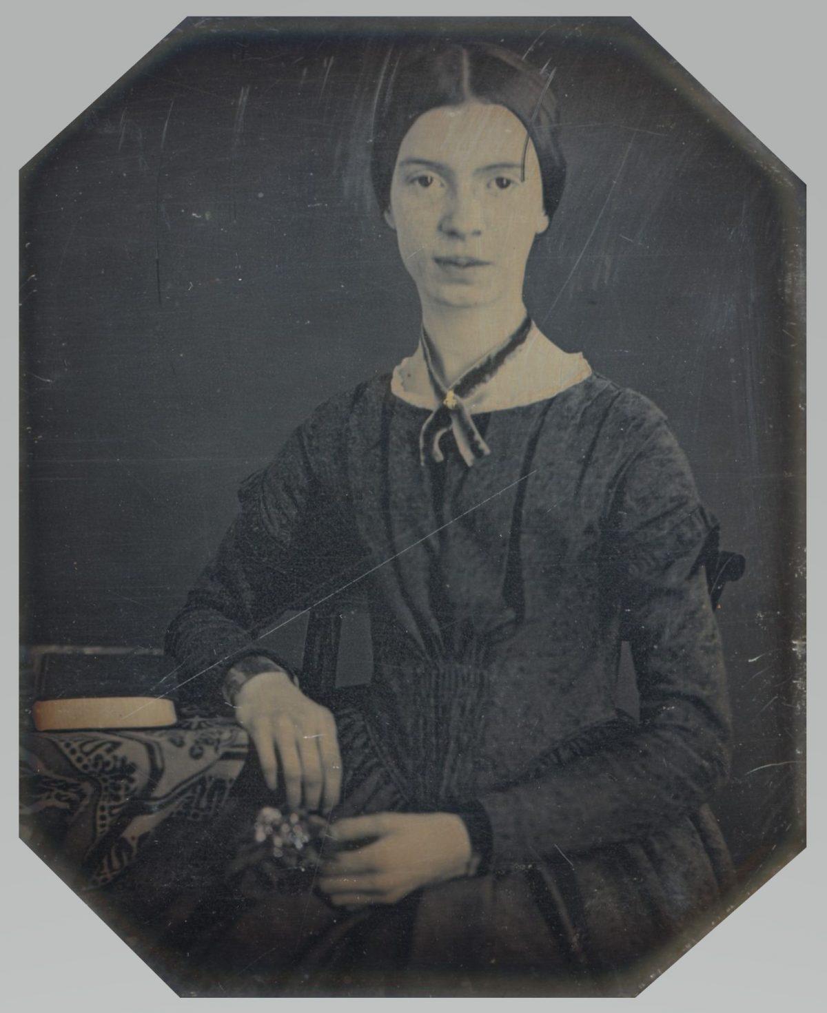 A daguerreotype taken Dec. 1846 or early 1847; the only authenticated portrait of Emily Dickinson after childhood. Amherst College Archives & Special Collections. (Public Domain)