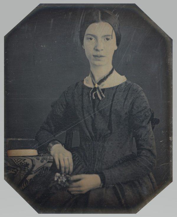 Emily Dickinson kept her poems hidden in a trunk, where they were found after her death. The only authenticated portrait of Emily Dickinson after childhood. Amherst College Archives & Special Collections. (Public Domain)