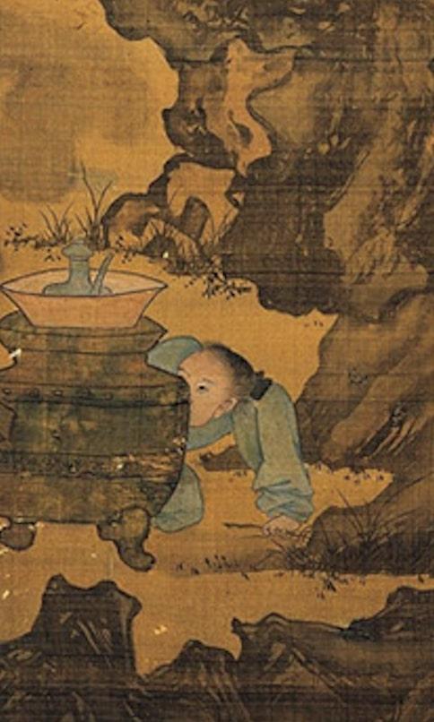 A detail from “Tao Gu Presents a Poem,” by Tang Yin. Hanging scroll, ink and colors on silk, 66 1/2 inches by 40 1/4 inches. National Palace Museum in Taipei, Taiwan. (Public Domain)