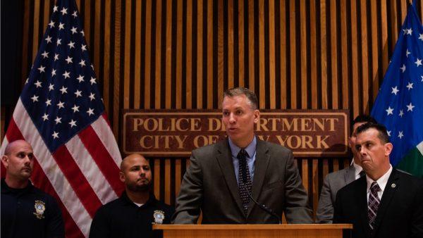 NYPD Chief of Detectives Dermot Shea speaks during a press conference about gang violence at New York City Police Department (NYPD) headquarters on June 27, 2018, in New York City. (Drew Angerer/Getty Images)