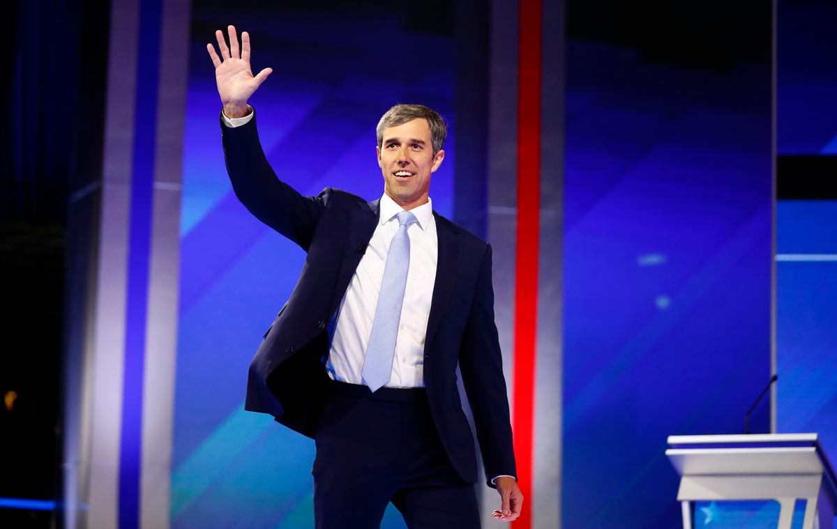 Former Rep. Beto O'Rourke takes the stage for the start of the 2020 Democratic presidential debate in Houston, Texas on Sept. 12, 2019. (Jonathan Bachman/Reuters)
