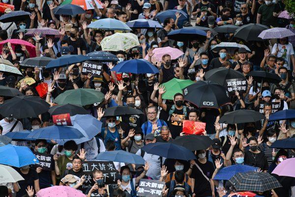 Protesters attend a pro-democracy march in Hong Kong on Sept. 15, 2019. (Anthony Wallace/AFP/Getty Images)
